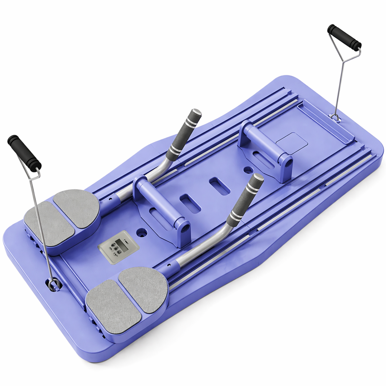 Blue tool with multiple components on a white background