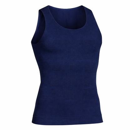 Navy blue tank top on a white background